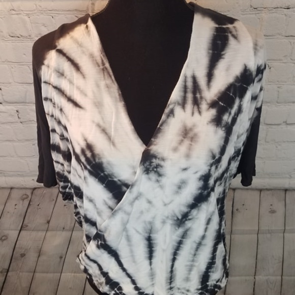 Rxb Tie Dye Boho Top Blouse Size M Black - Picture 3 of 5